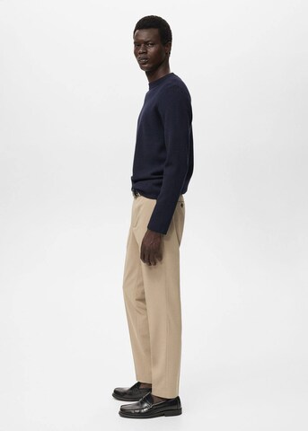 MANGO MAN Slim fit Pleat-Front Pants 'Stanford' in Beige