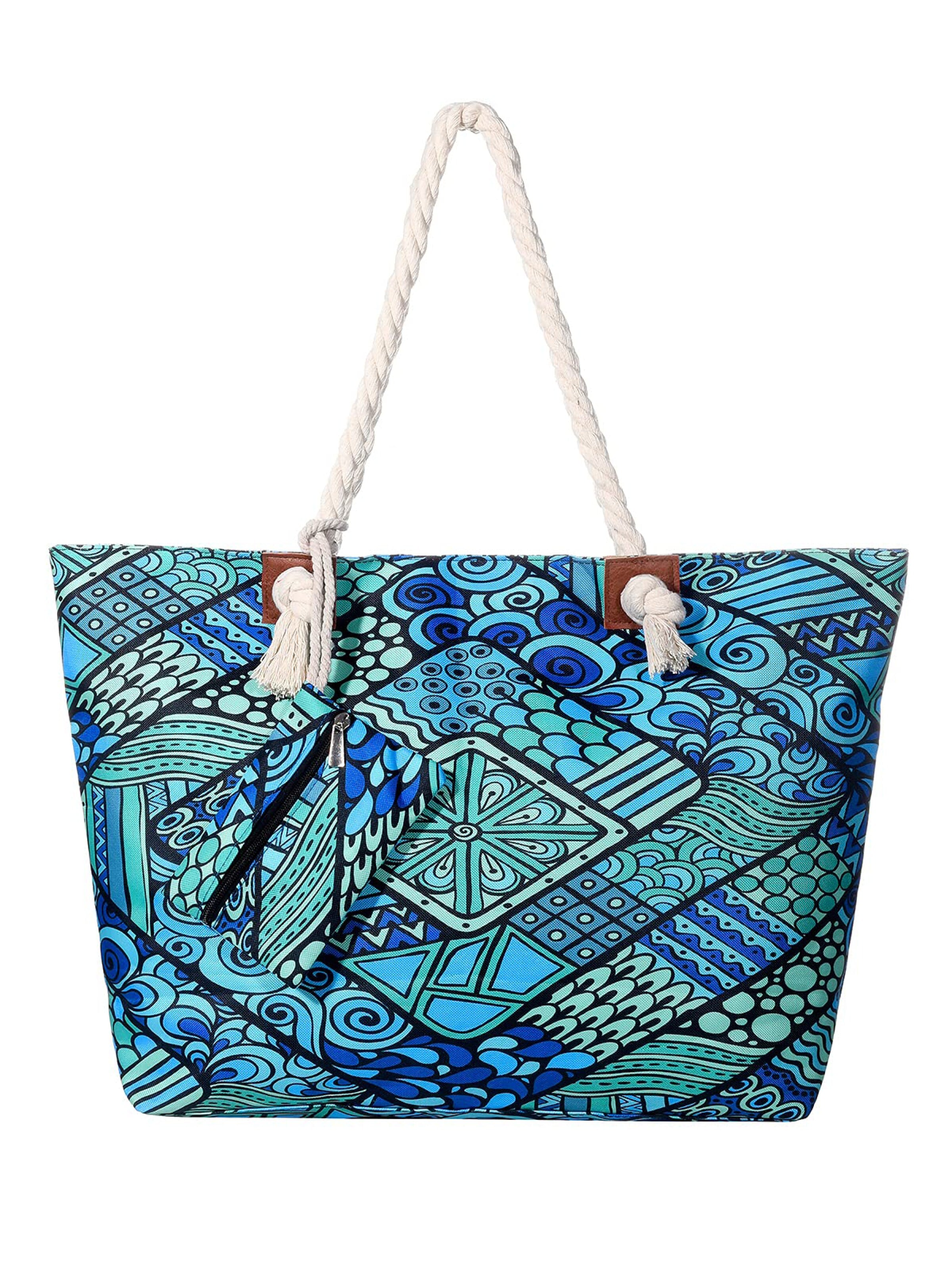 DonDon Strandtasche 'DonDon Strandtasche mit Reißverschluss Shopper Beach bag Badetasche Bunte Welt'‌‌ in Mischfarben: Vorderseite