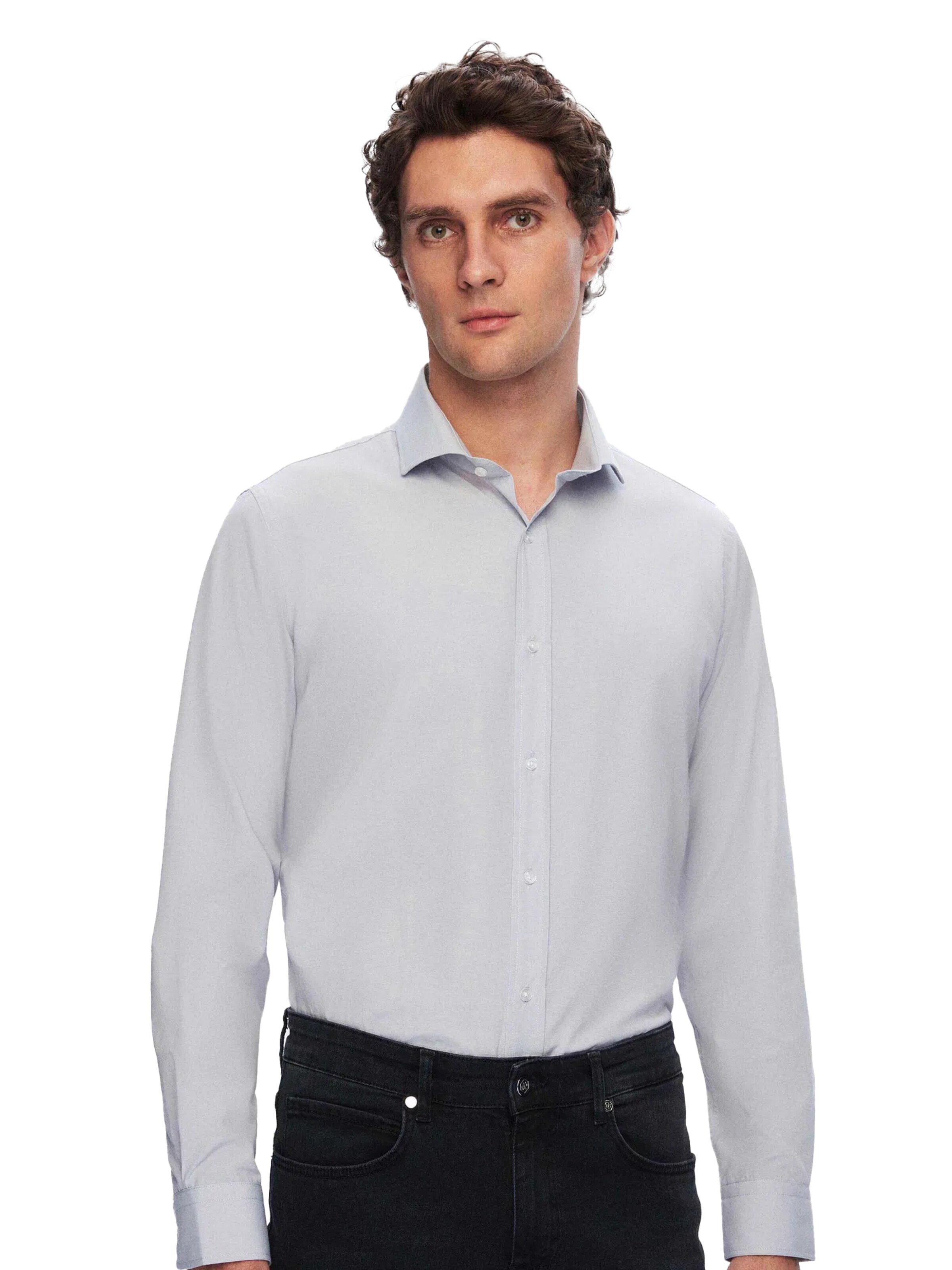 D’S Damat Regular fit Overhemd in Grijs: voorkant