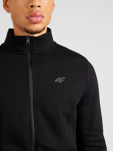 4F Athletic Zip-Up Hoodie in Black