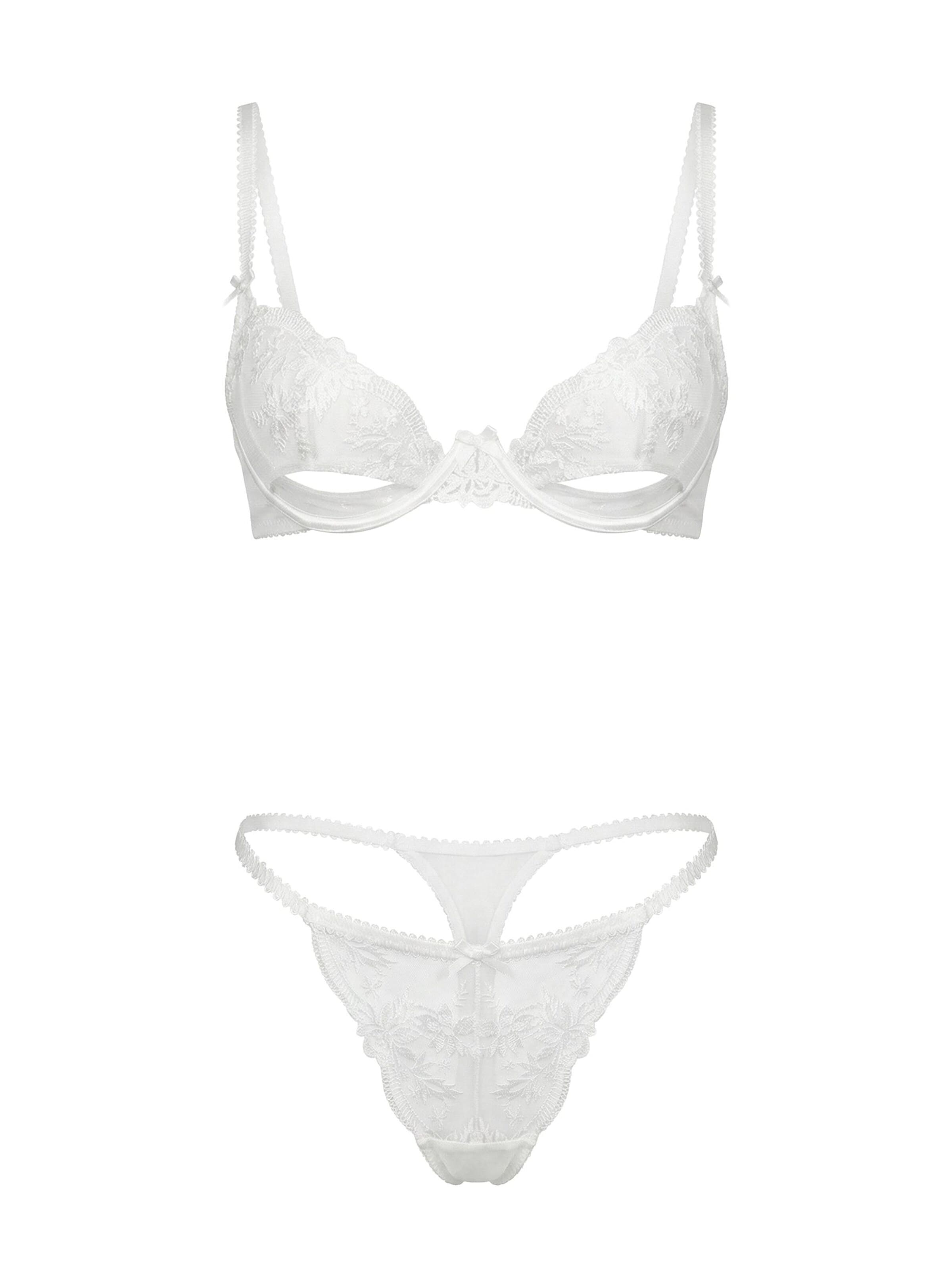 L.BEV Balconette Ondergoedsets 'Eleganza Bianca Set' in Wit: voorkant