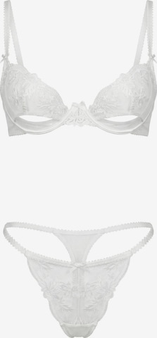 L.BEV Balconette Wäsche-Sets 'Eleganza Bianca Set' in Weiß: Vorderseite
