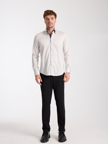 Slim fit Camicia business 'Roma Satin Man Shirt Green' di 7Camicie in grigio