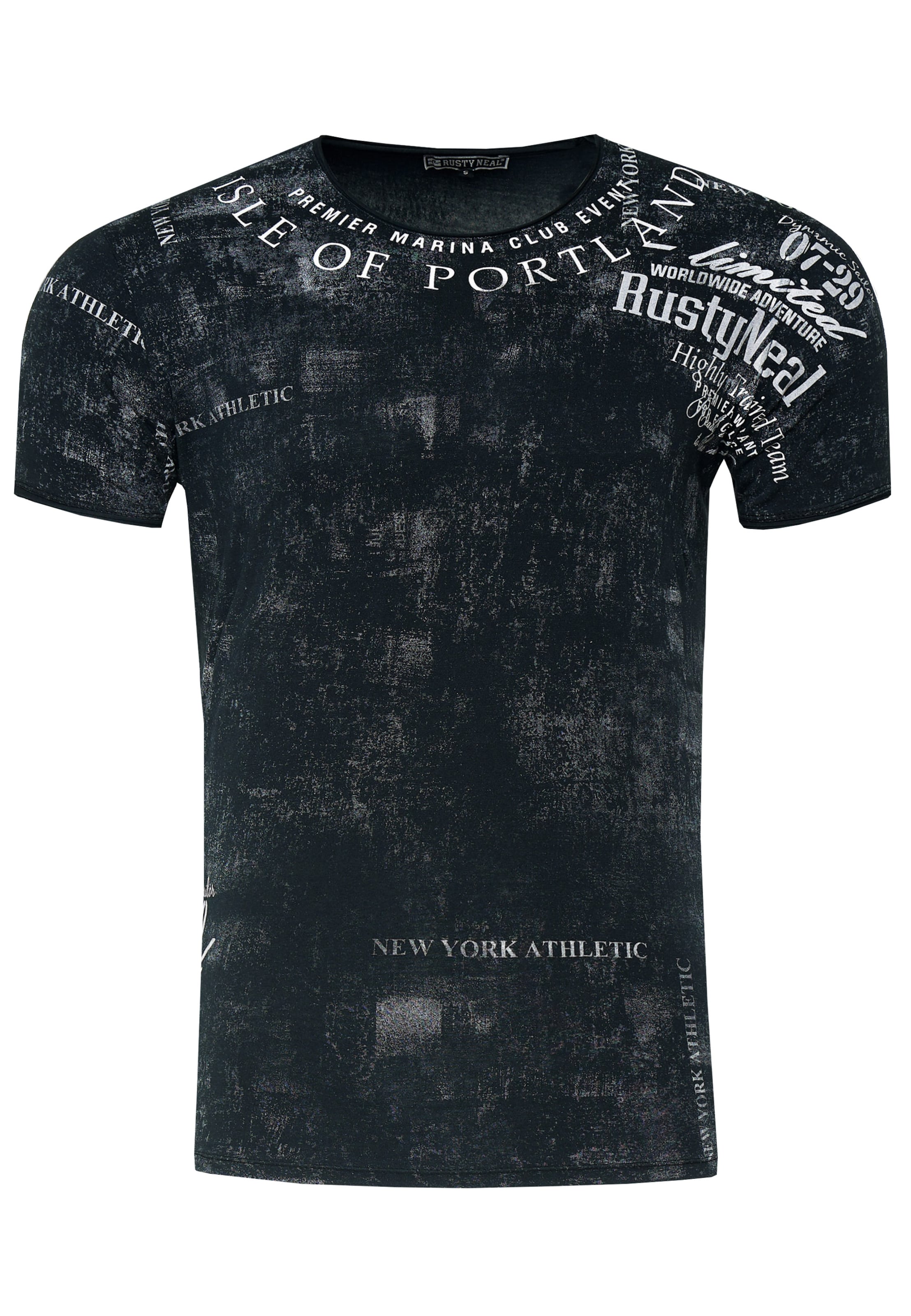 Rusty Neal T-Shirt mit lässigem Print in Schwarz: Vorderseite