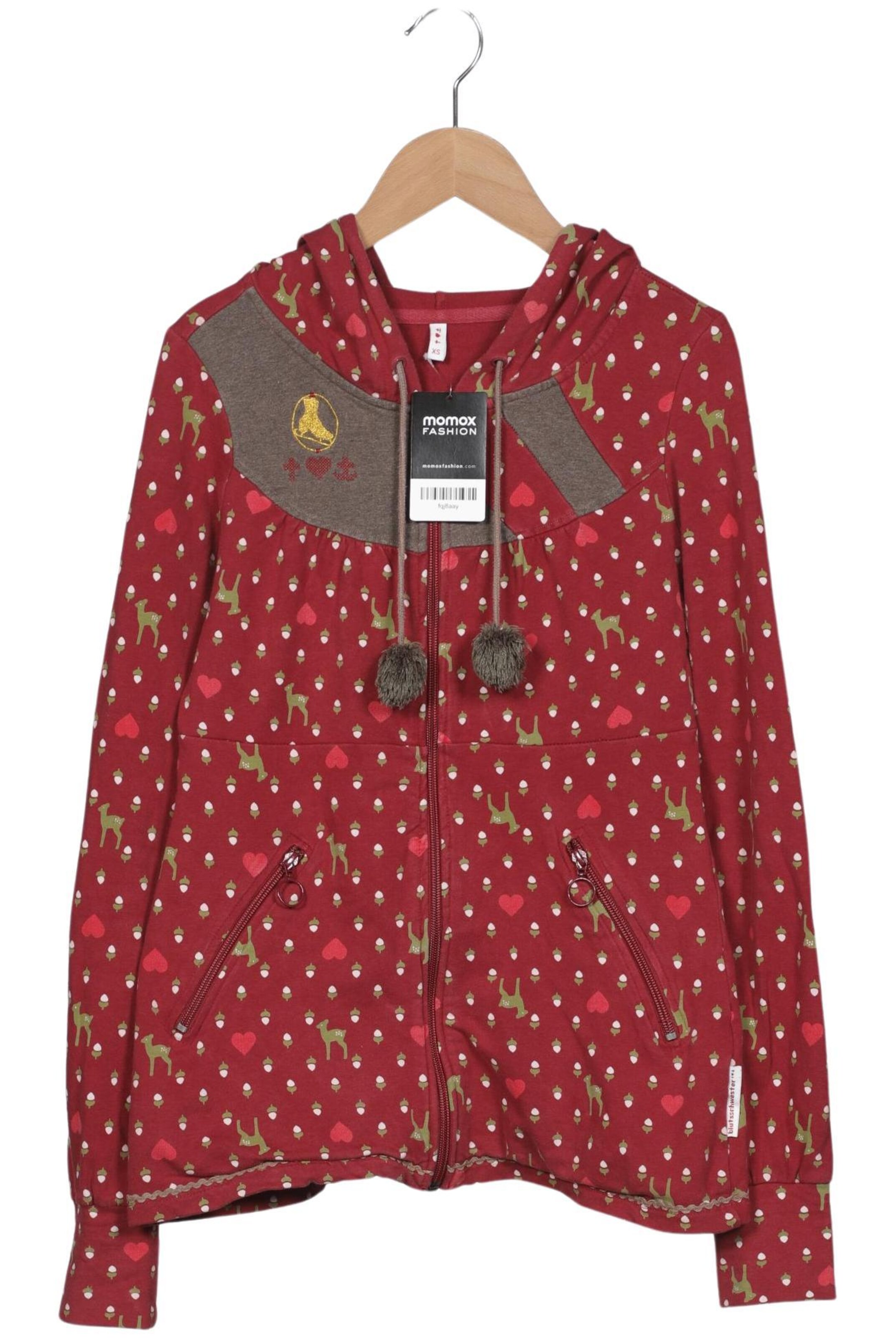 Blutsgeschwister Kapuzenpullover XS in Rot: Vorderseite