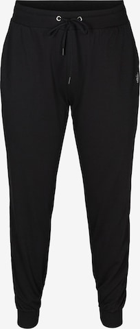 Effilé Pantalon de sport Active by Zizzi en noir : devant