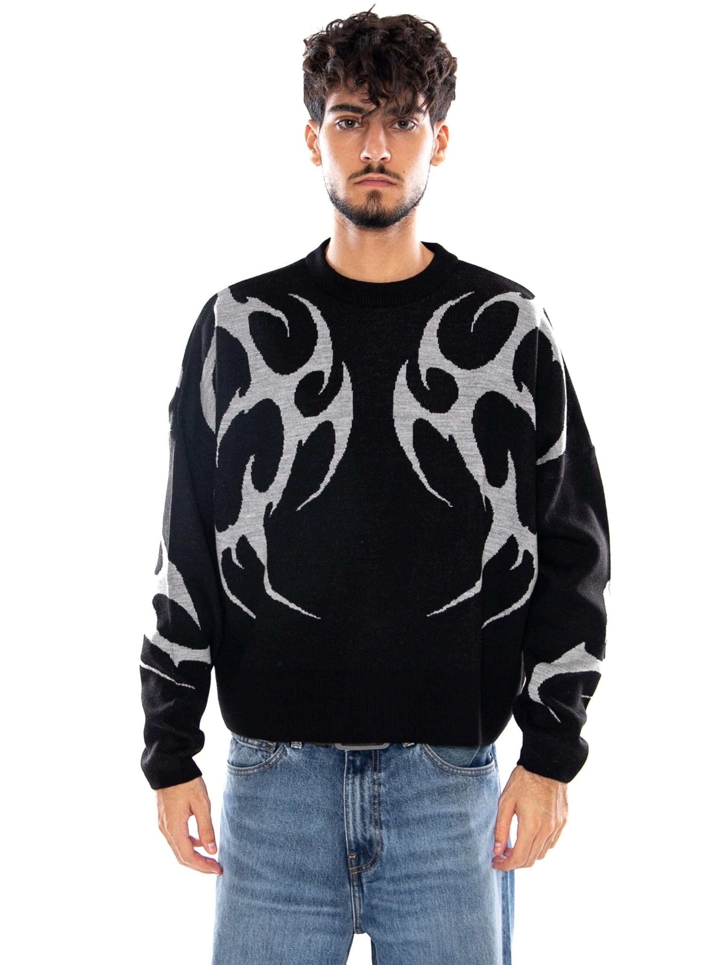 Felpa 'SPIKES BOXY SWEATER BLACK' di DOLLY NOIRE in nero