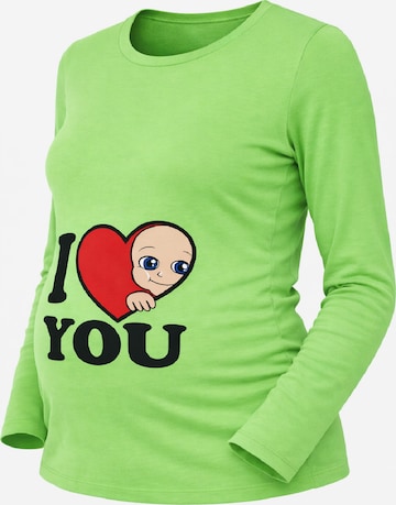 M.M.C. Shirt 'I Love You Umstandslangarmshirt' in Green: front