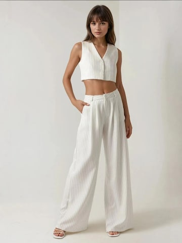 Hiccup Wide leg Pleat-Front Pants in White