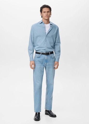MANGO MAN Regular Fit Hemd 'Chambre' in Blau