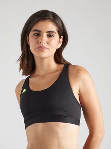 ADIDAS PERFORMANCE Bustier Sport bh 'Adizero Essentials Run Medium Support' in Zwart: voorkant