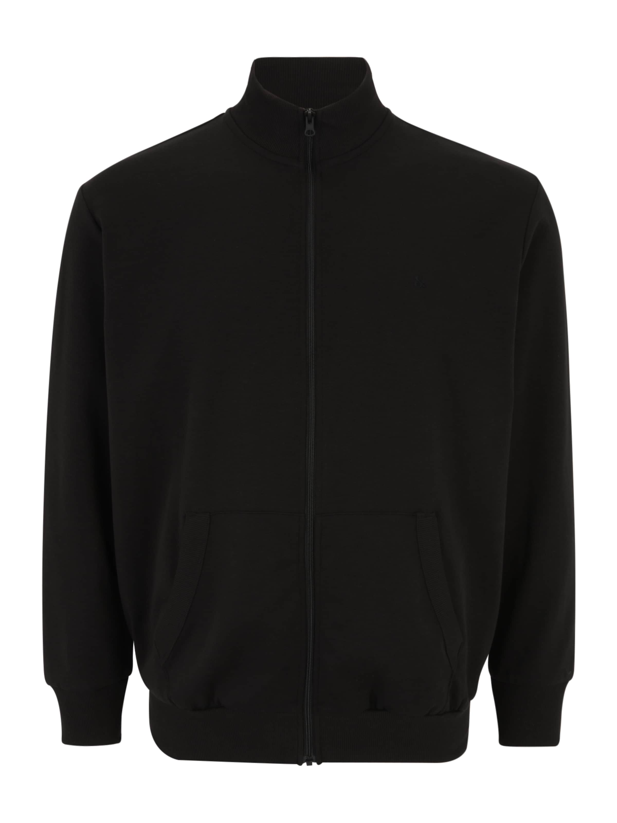 Jack & Jones Plus Tepláková bunda 'JJEPaulos' - Čierna: predná strana