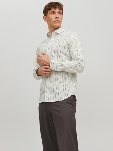 JACK & JONES Slim fit Button Up Shirt 'Blackpool' in White: front