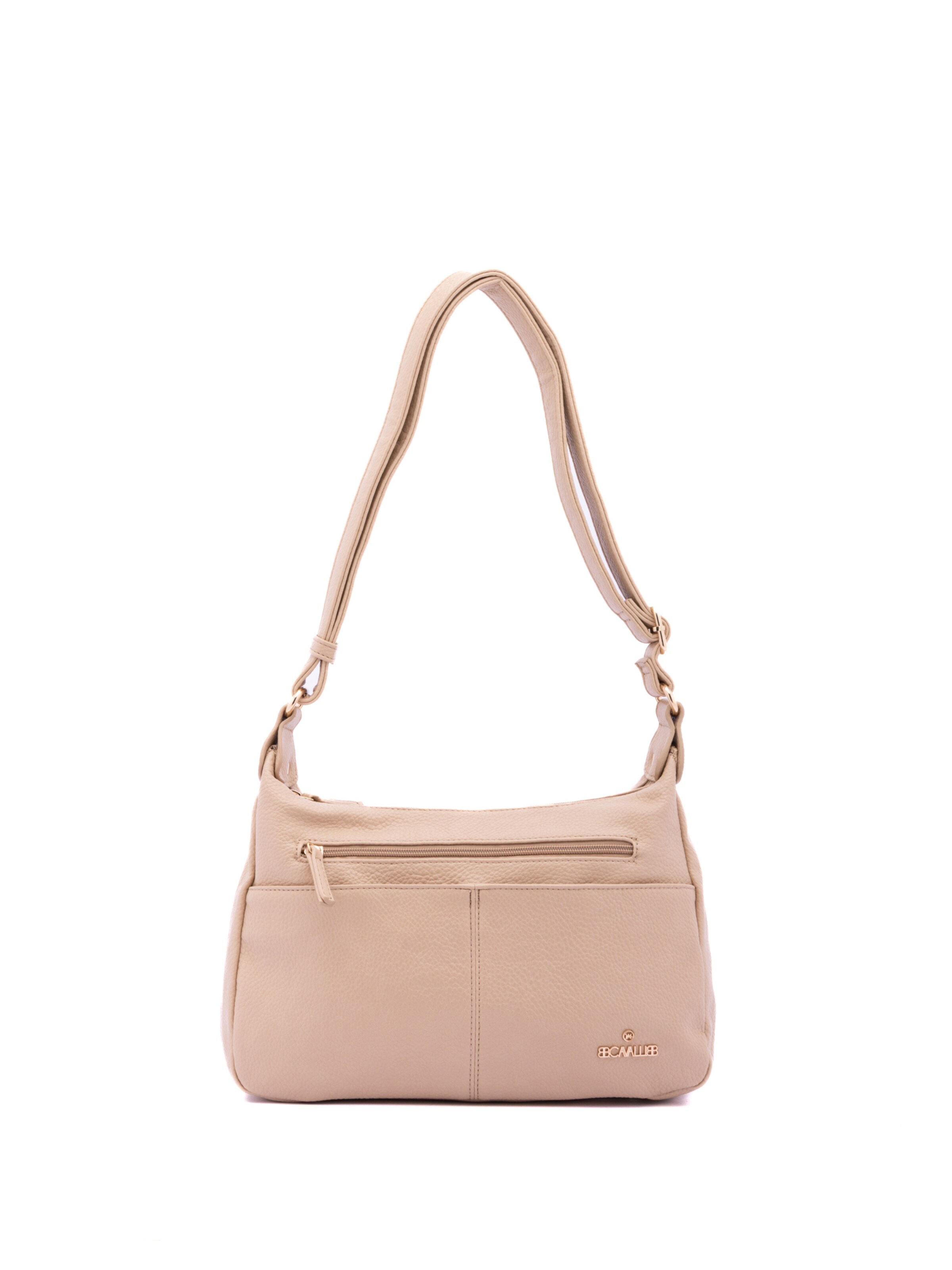 Borsa a spalla 'Borsa a Tracolla Donna Ecopelle con Zip e Tasche Multiple - B Cavalli' di B. Cavalli in beige: frontale
