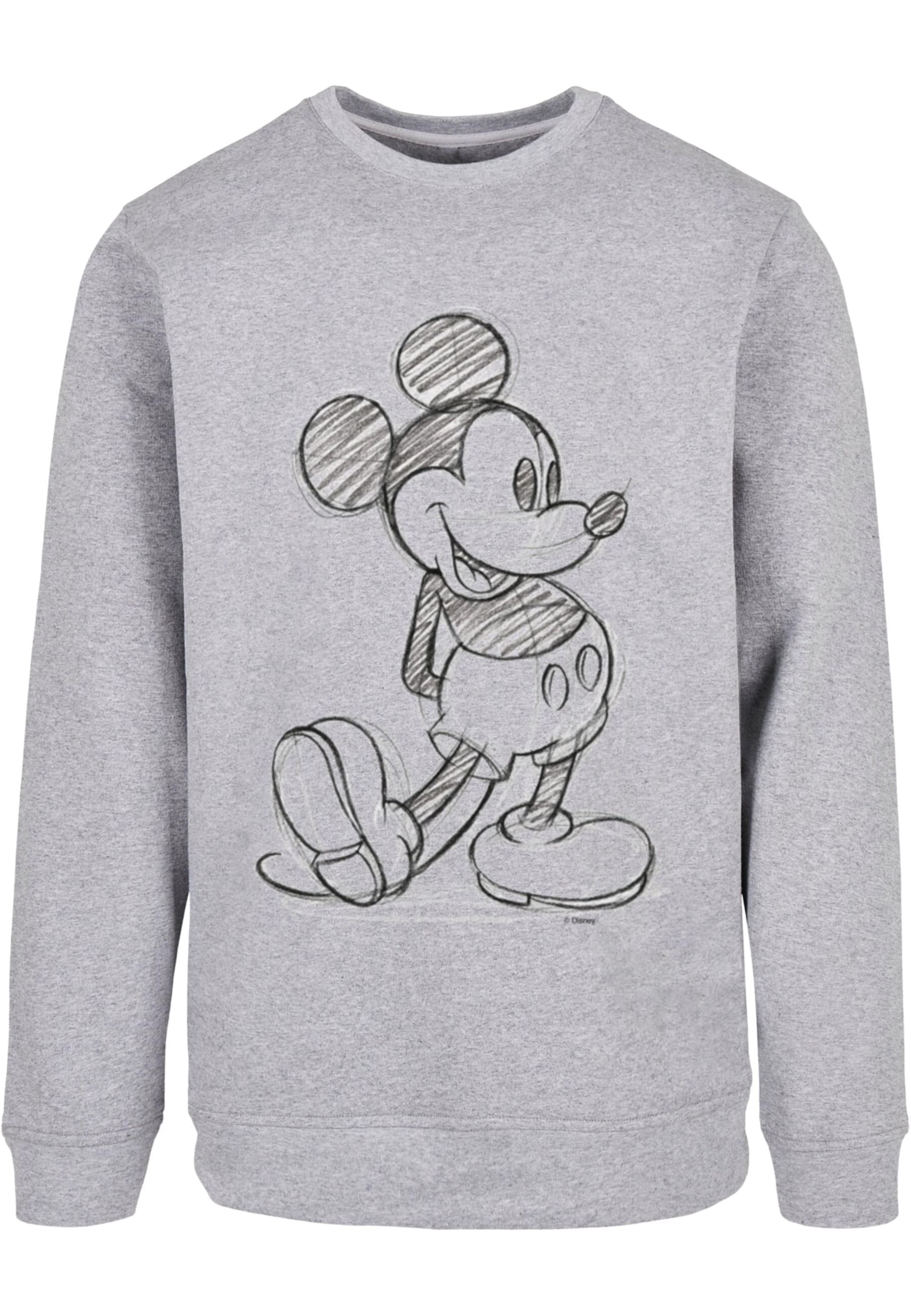 ABSOLUTE CULT Sweatshirt 'Mickey Mouse - Sketch' in Grijs: voorkant