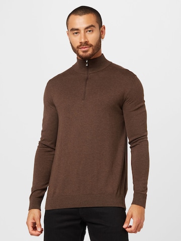 SELECTED HOMME Regularny krój Sweter 'Berg' w kolorze brązowy: przód