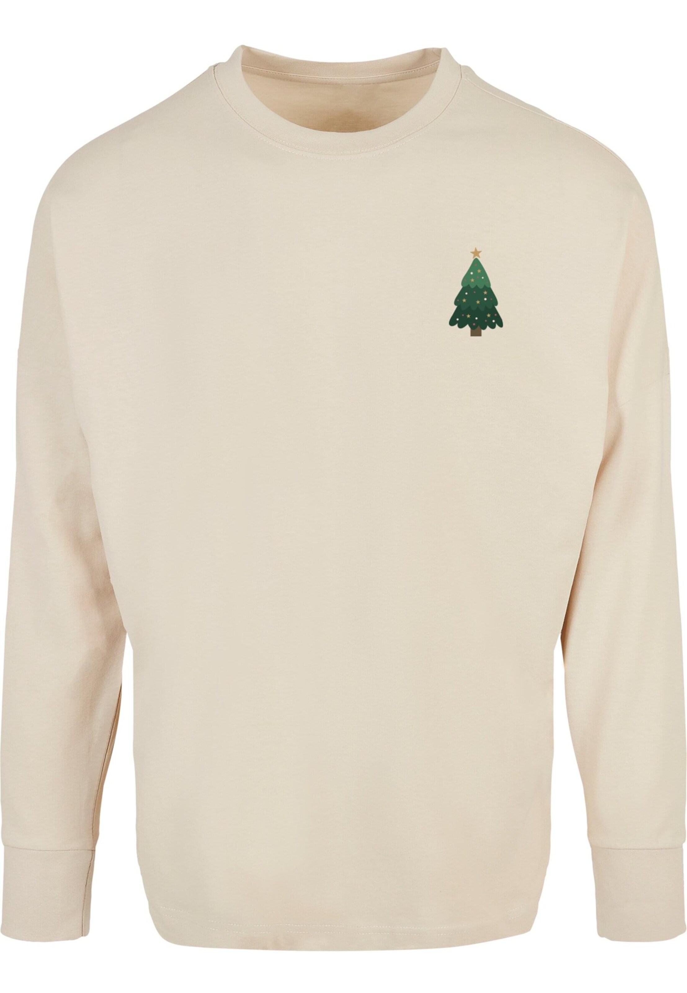 T-Shirt 'Christmas Holly Jolly Mood' Merchcode en beige : devant
