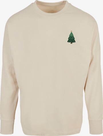 T-Shirt 'Christmas Holly Jolly Mood' Merchcode en beige : devant