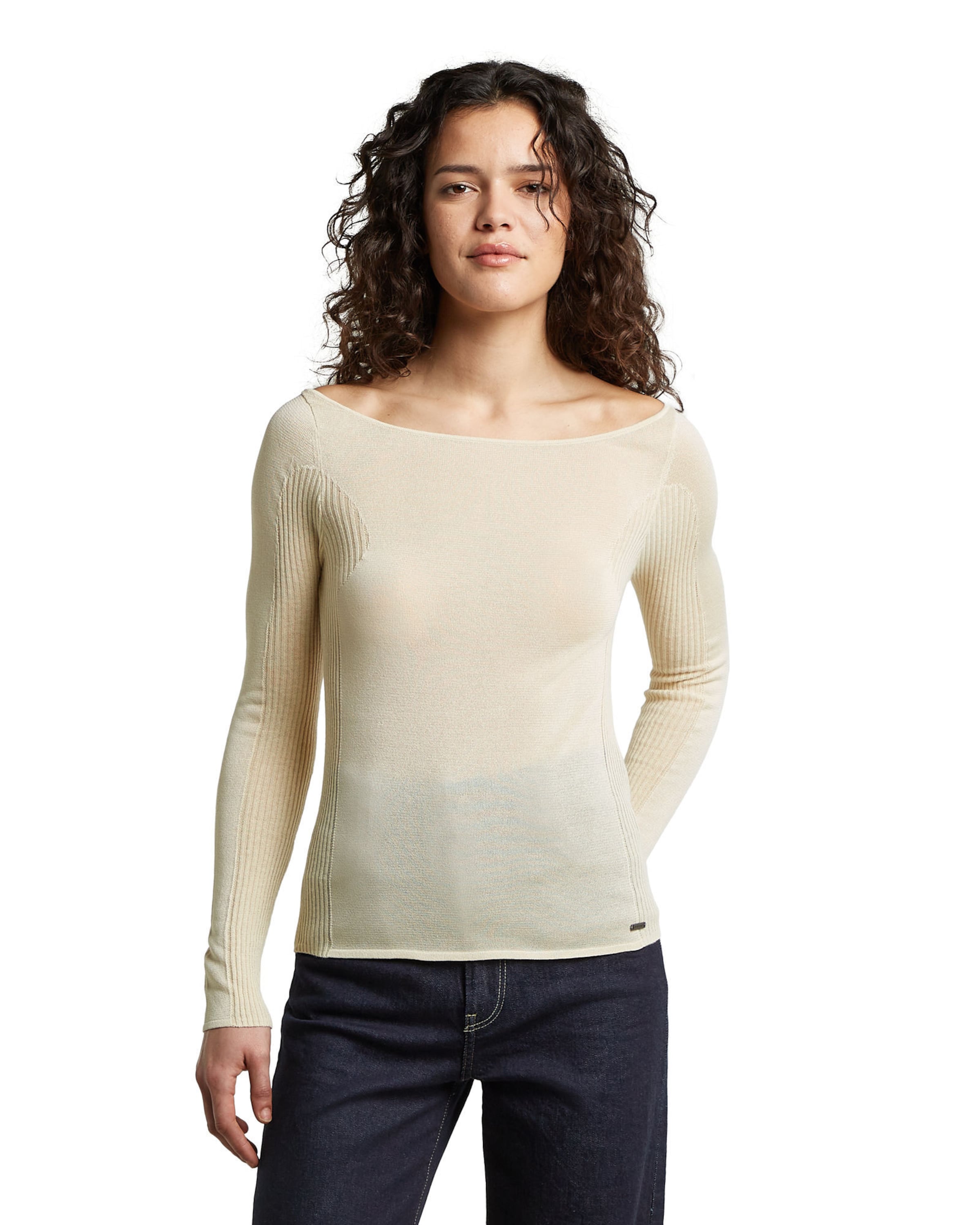 Pull-over 'Engineered Sheer Slim Knit' G-STAR en blanc : devant