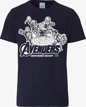 LOGOSHIRT Shirt 'Marvel Comics - Avengers' in Blue: front