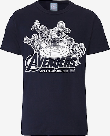 LOGOSHIRT Shirt 'Marvel Comics - Avengers' in Blauw: voorkant