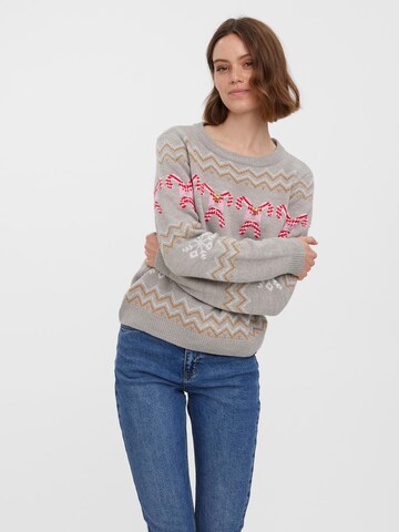 VERO MODA Свитер 'CANDY CANE' в Серый: спереди