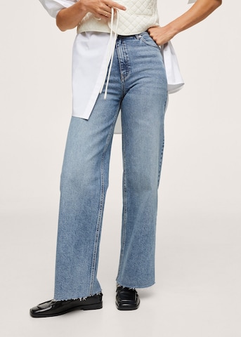 Wide leg Jeans 'Casilda' de la MANGO pe albastru: față