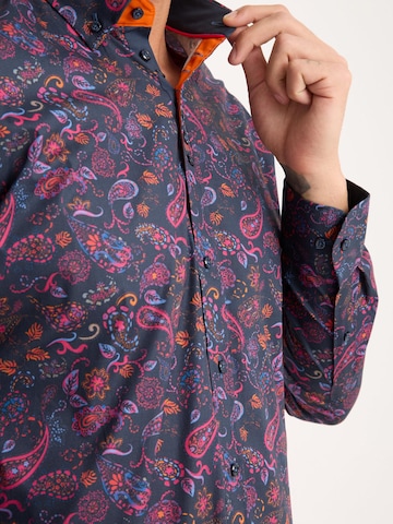 Slim fit Camicia business 'Donatello Iconic Poplin Stretch Man Shirt Blue Pink' di 7Camicie in blu