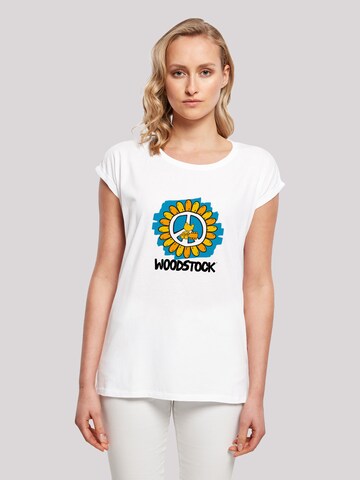 F4NT4STIC Shirt 'Woodstock Artwork Flower Peace' in Wit: voorkant