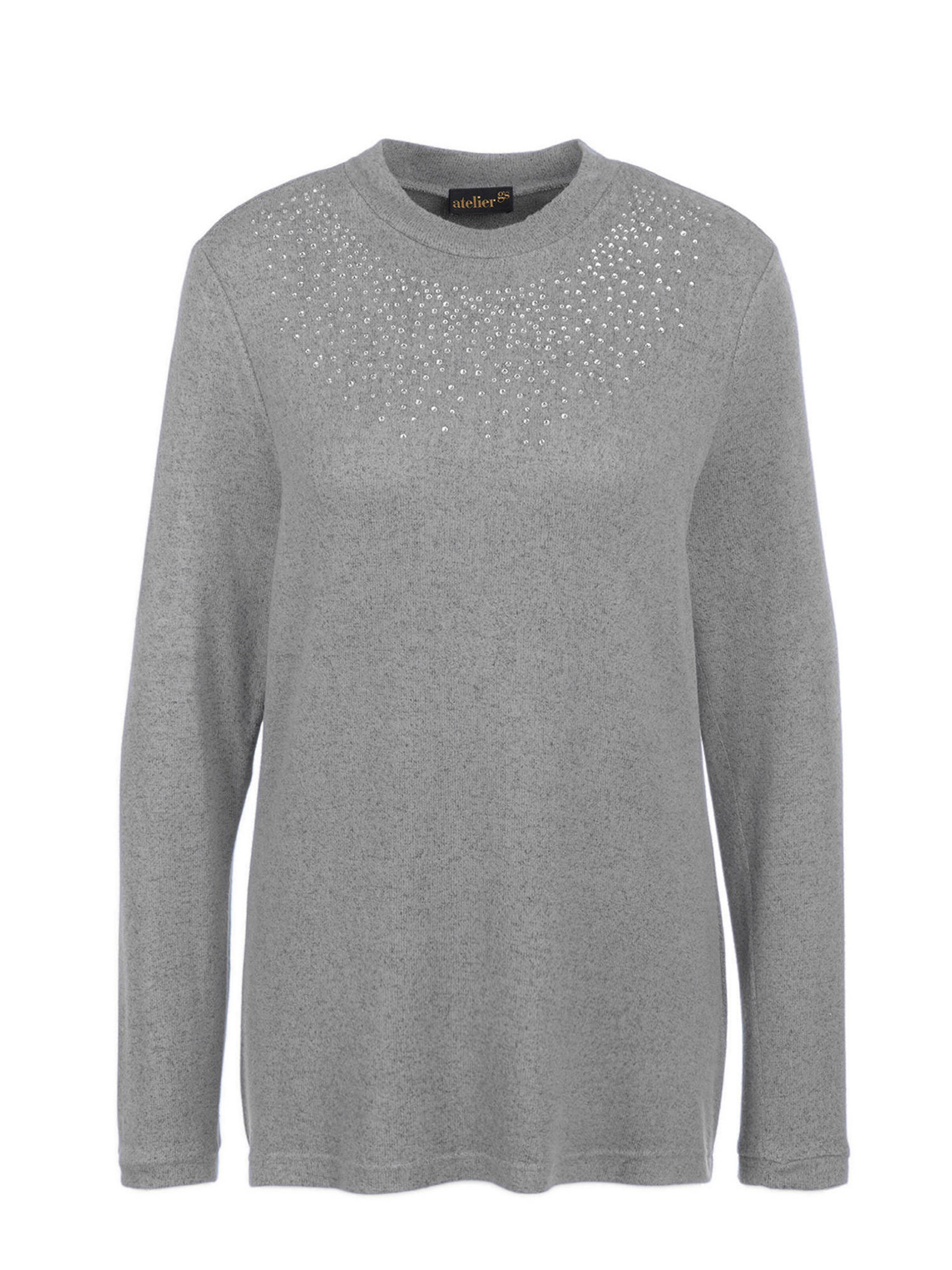 Goldner Pullover in Grau: Vorderseite