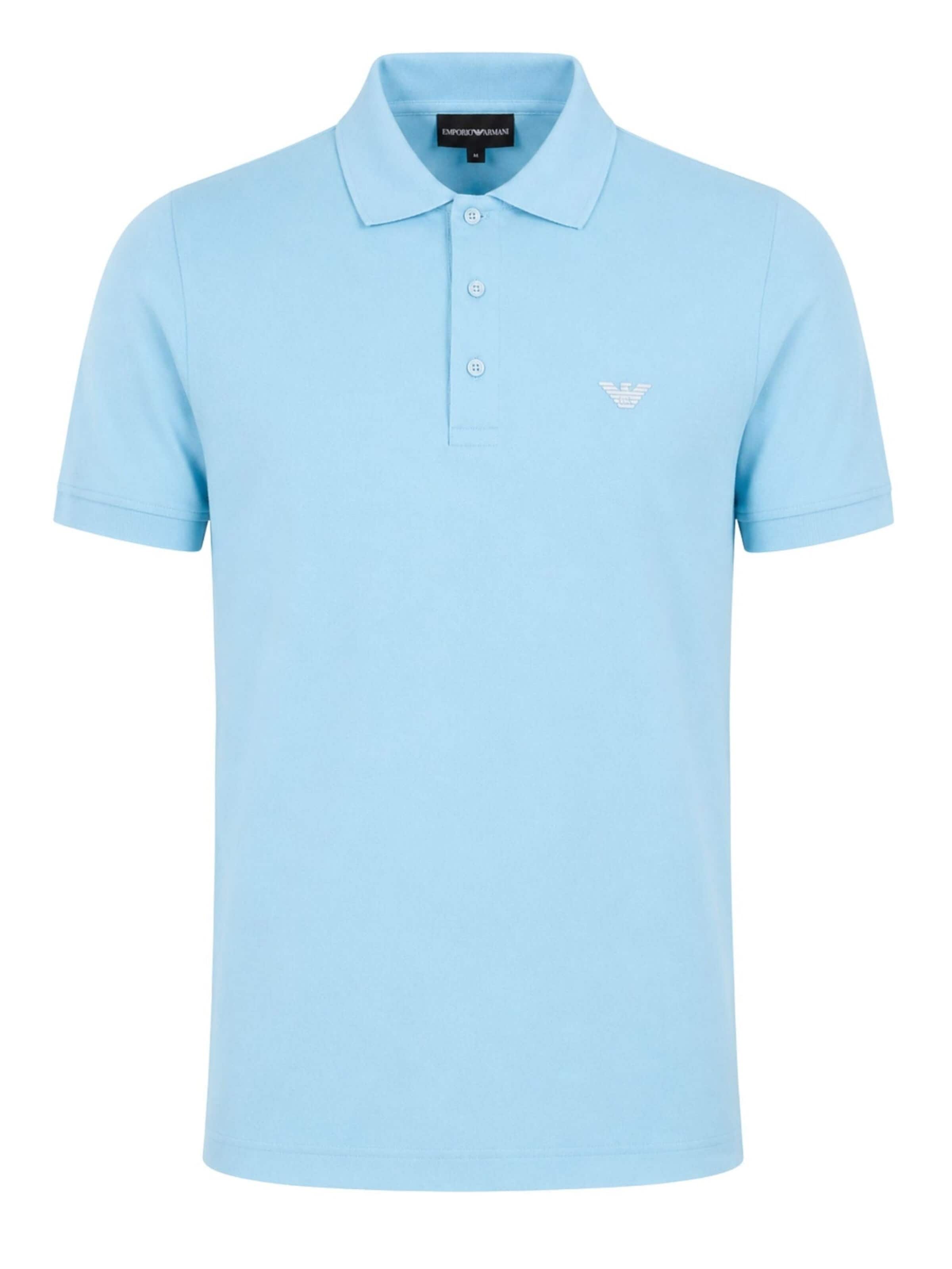T-Shirt 'Men's Piqué Cotton Polo Shirt' Emporio Armani en bleu : devant