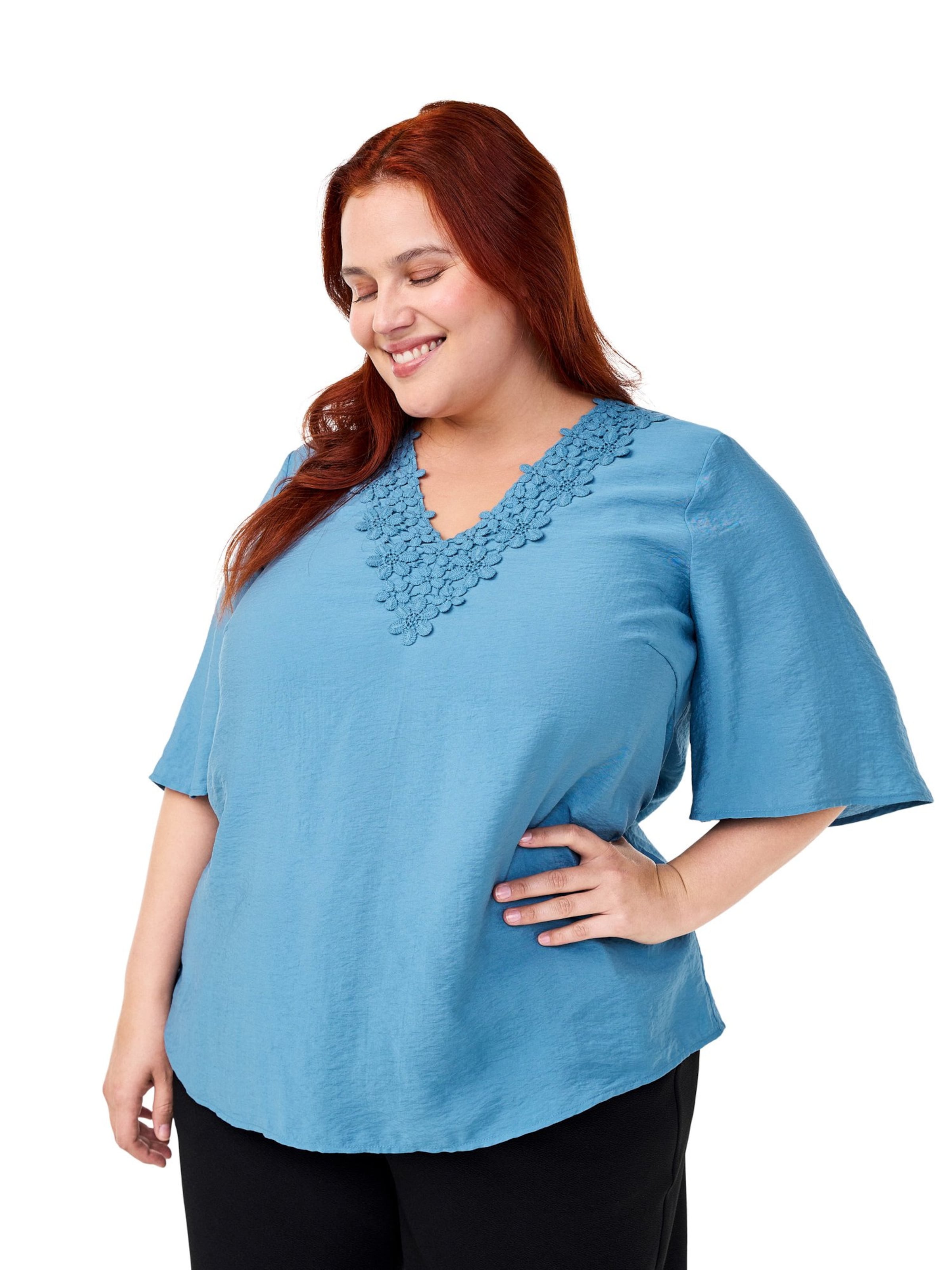 Zizzi Pluus 'CAILVY', värv sinine: eest vaates