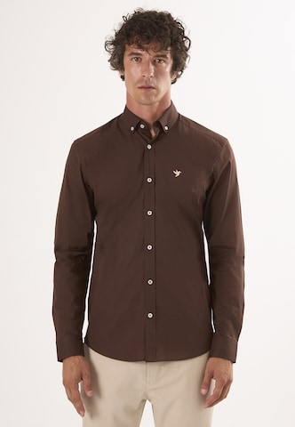 Felix Hardy Regular fit Button Up Shirt in Brown: front