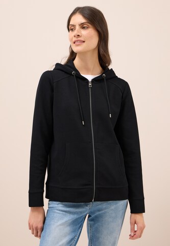 CECIL Zip-Up Hoodie in Black: front