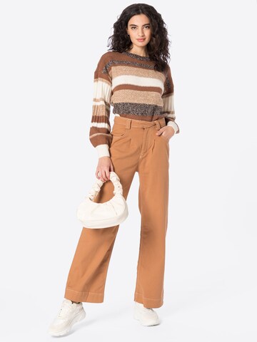 Warehouse - Pierna ancha Pantalón en marrón