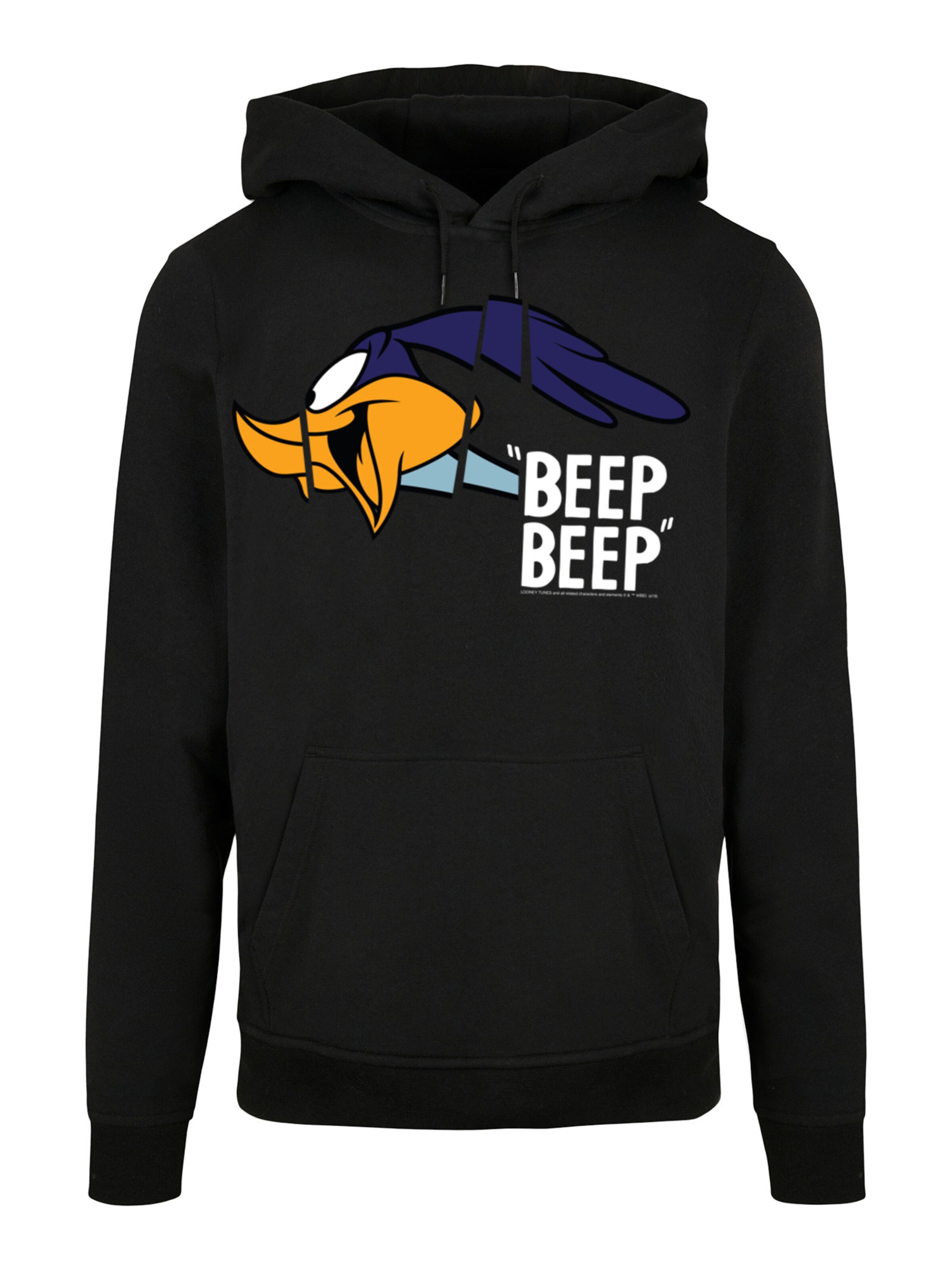 F4NT4STIC Sweatshirt 'Looney Tunes Road Runner Beep Beep' in Zwart: voorkant