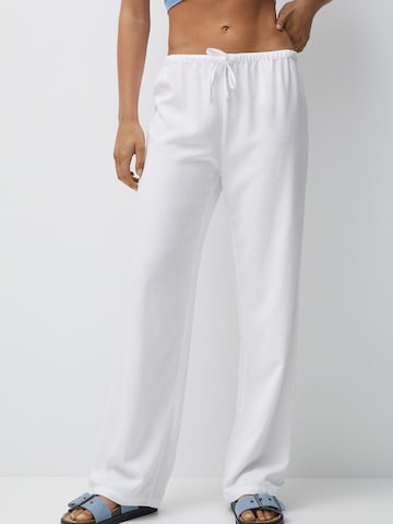 Pull&Bear Szeroka nogawka Spodnie w kolorze biały: przód