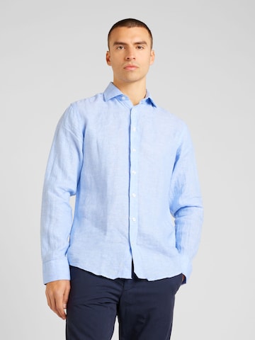 mėlyna Bruun & Stengade Priglundantis modelis Marškiniai 'Perth': priekis