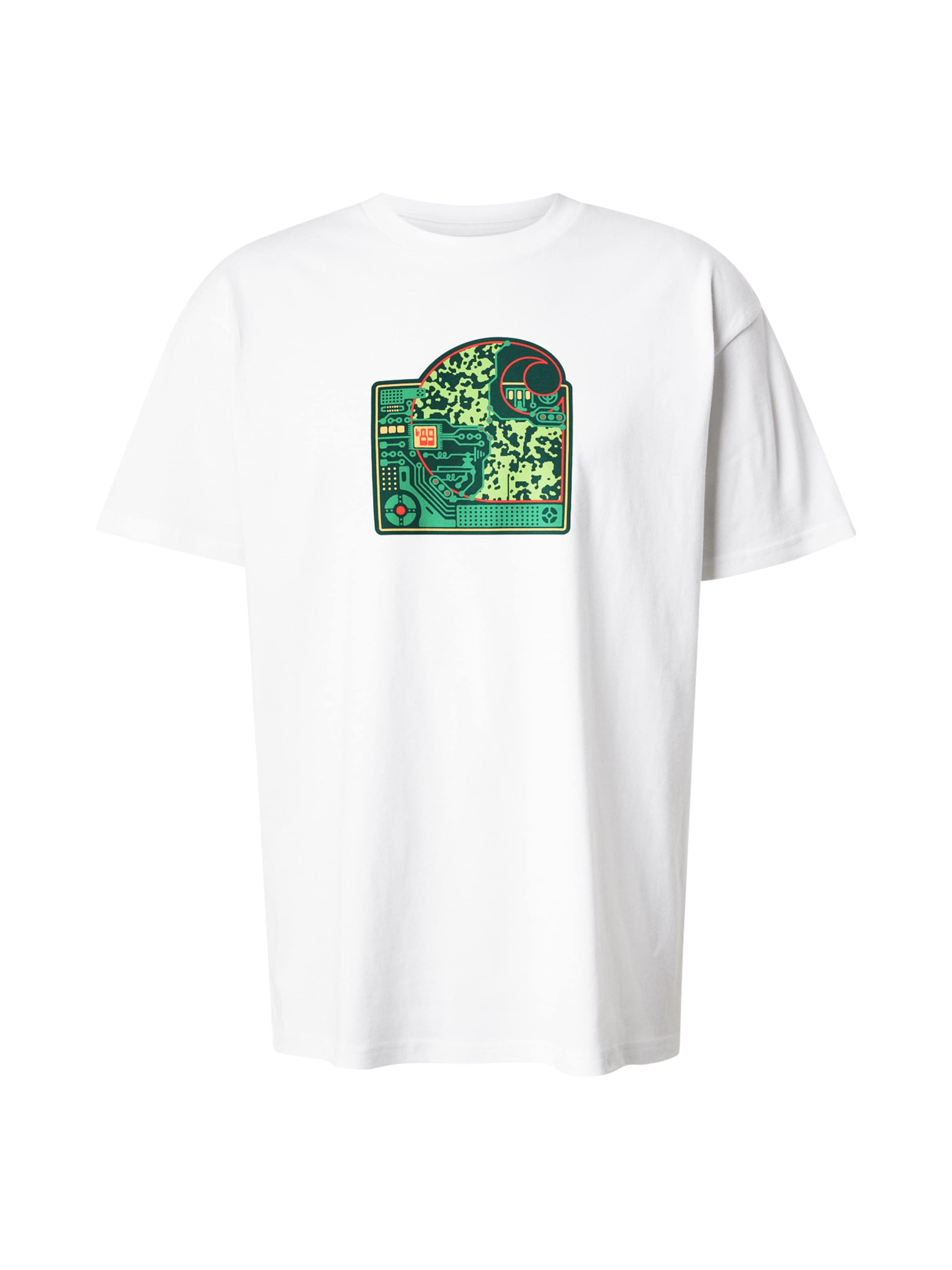 Carhartt WIP T-Shirt 'Chip' en sapin / vert clair / rouge / blanc, Vue avec produit