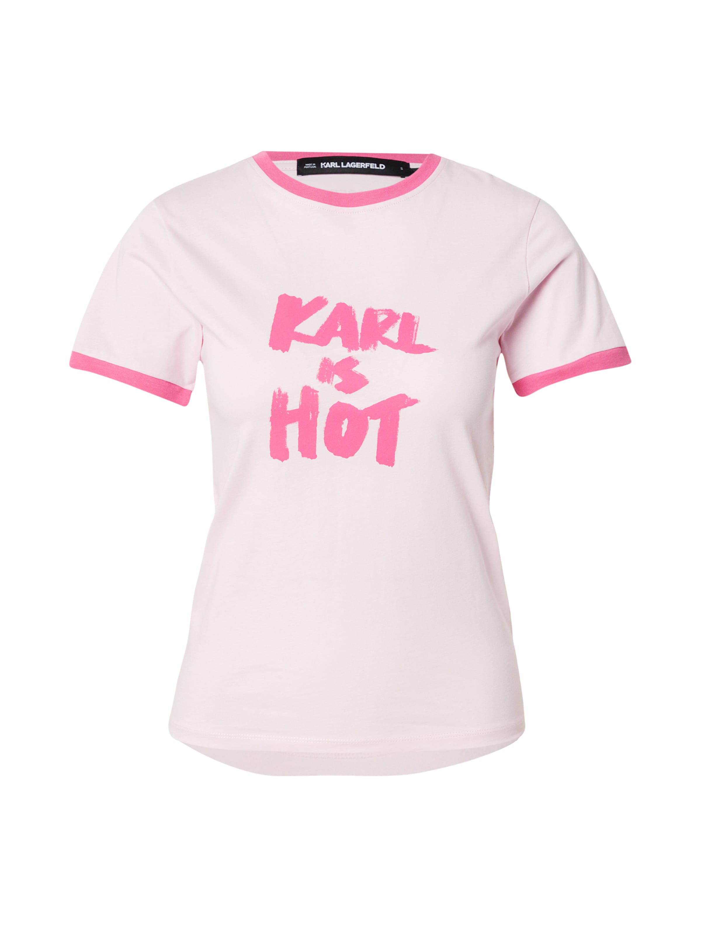 Karl Lagerfeld Μπλουζάκι 'KARL IS HOT' σε ροζ: μπροστά