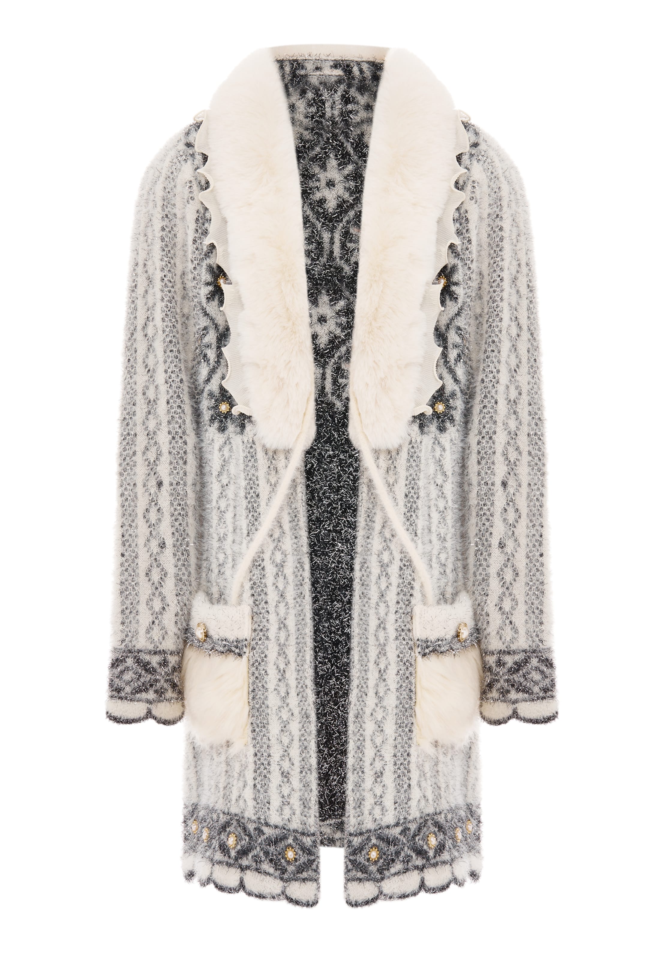 faina Neuletakki värissä valkoinen: etupuoli