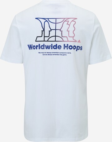 ADIDAS SPORTSWEAR - Camiseta funcional 'Worldwide Hoops Story Graphic' en blanco