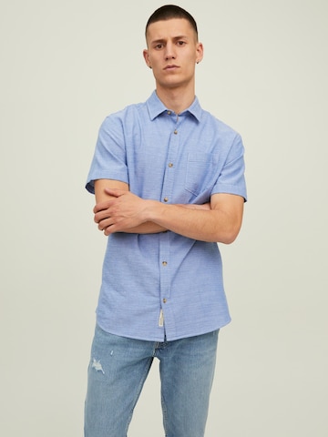 JACK & JONES Regular fit Button Up Shirt 'Rabel' in Blue: front