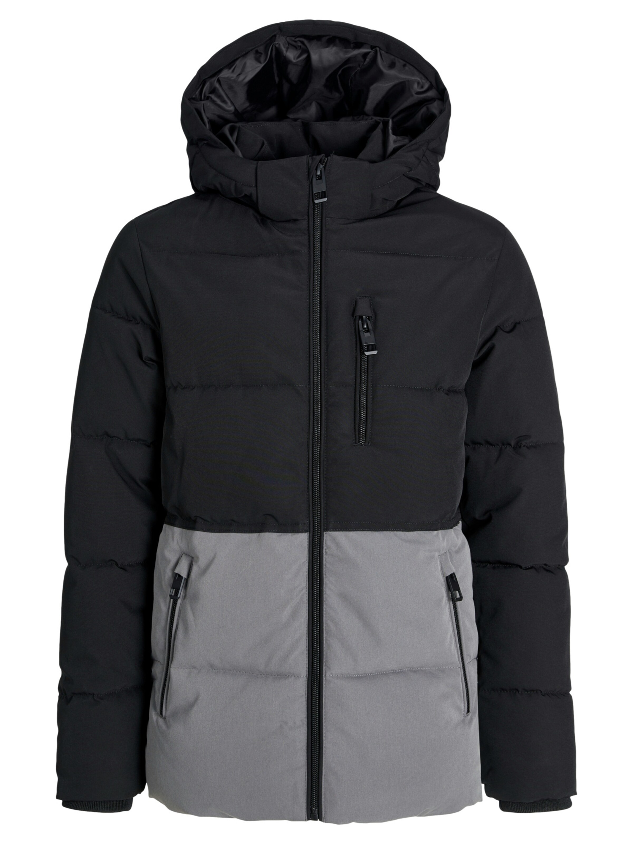 Jack & Jones Junior Зимняя куртка 'Owen' в Серый: спереди