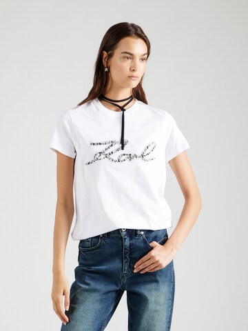 balts Karl Lagerfeld T-Krekls: no priekšpuses