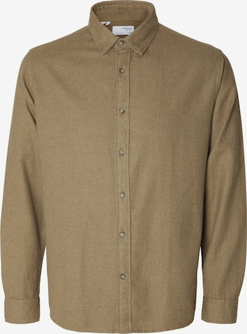 SELECTED HOMME Button Up Shirt 'Owen' in Brown: front