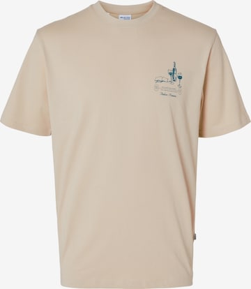 T-Shirt 'Aries' SELECTED HOMME en beige : devant