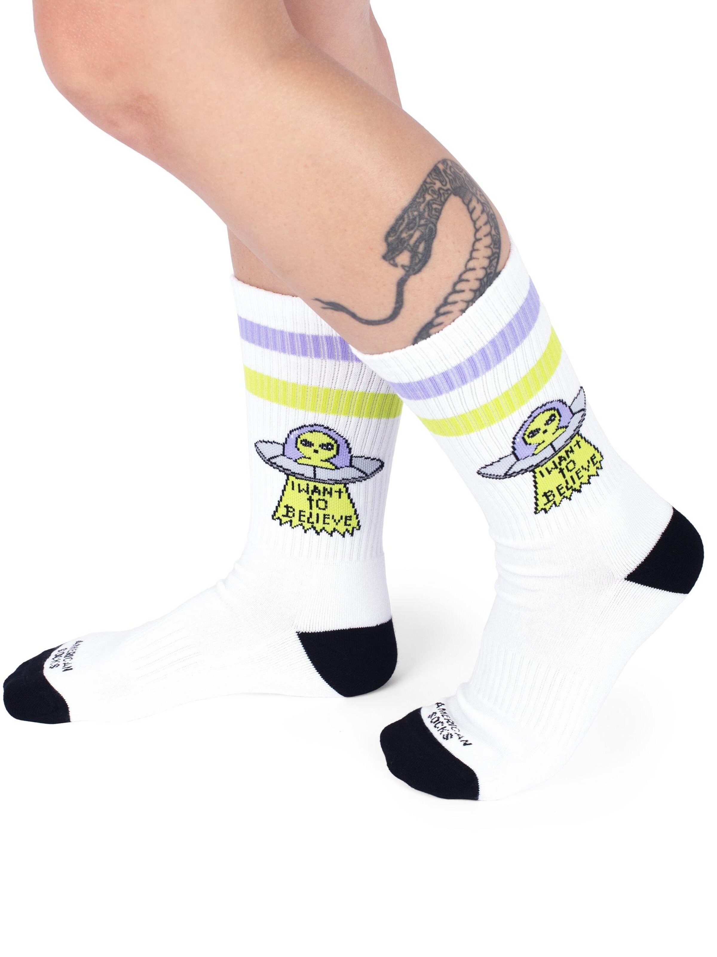 Chaussettes 'Believe' American Socks en blanc