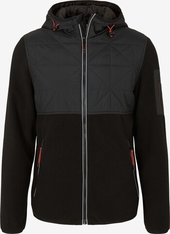 TOM TAILOR Fleece Jacket in Black: front