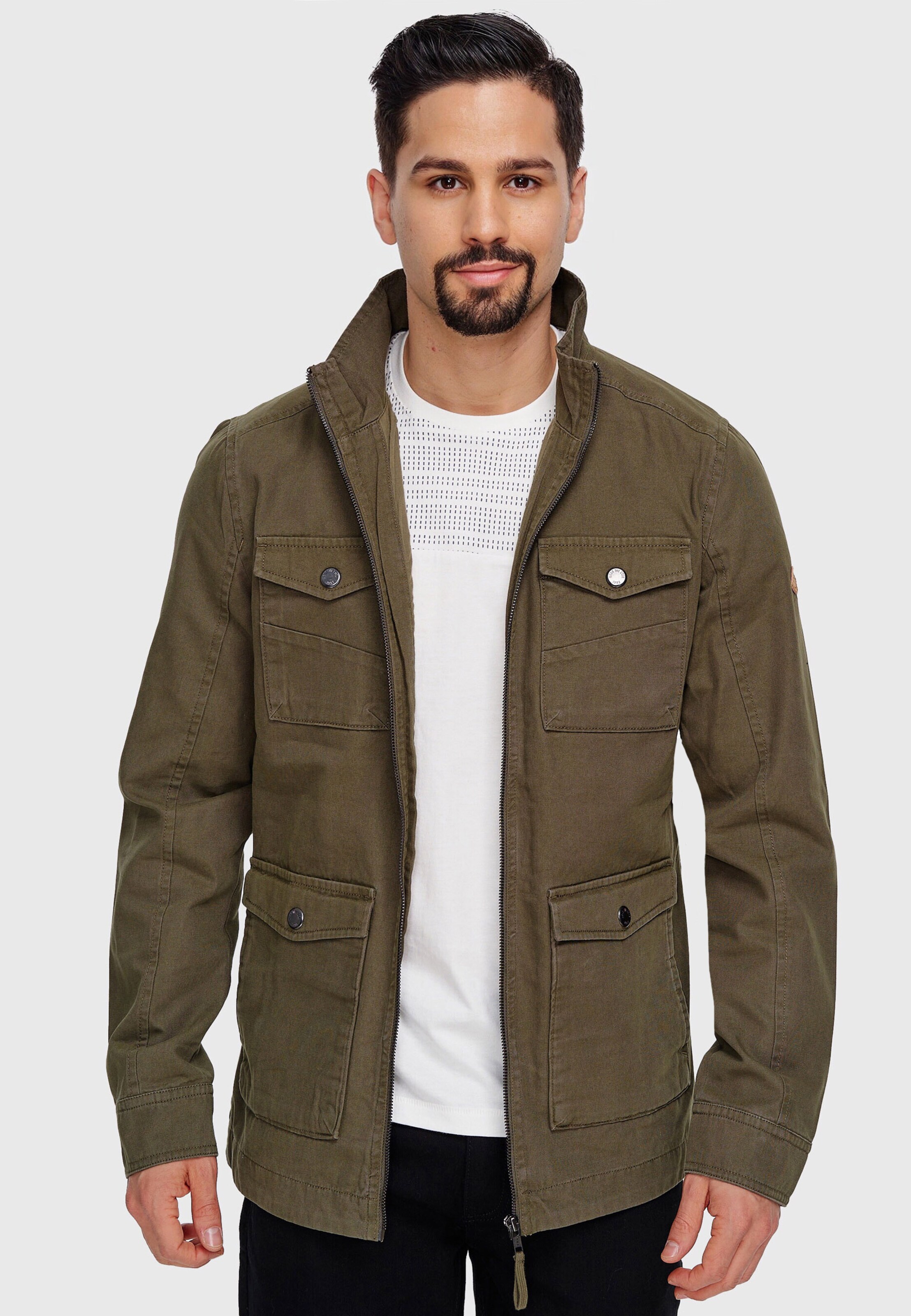 Männer Große Größen INDICODE JEANS Feldjacke 'Blackburn' in Khaki - JV70612 Männer Große Größen INDICODE JEANS Feldjacke 'Blackburn' in Khaki - JV70612